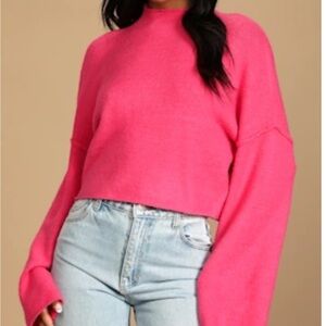 Hot Pink Bell Sleeve Sweater